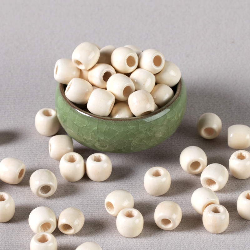 岑大孔11x12mm木珠坐垫珠子diy材料包包工艺品装饰束口袋圆珠散珠
