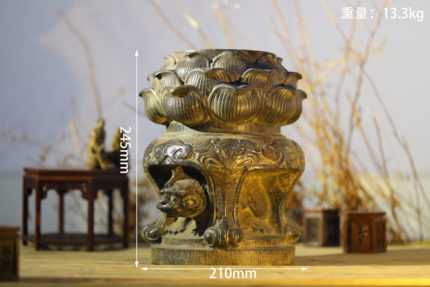 晋青堂纯天然青石石雕整石雕刻莲花兽头墩纯手工雕复古动物摆件
