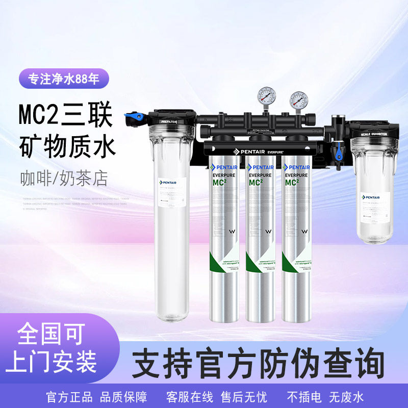 美国爱惠浦净水器MC2三联高端商用厨房净水机餐饮咖啡奶茶店去垢
