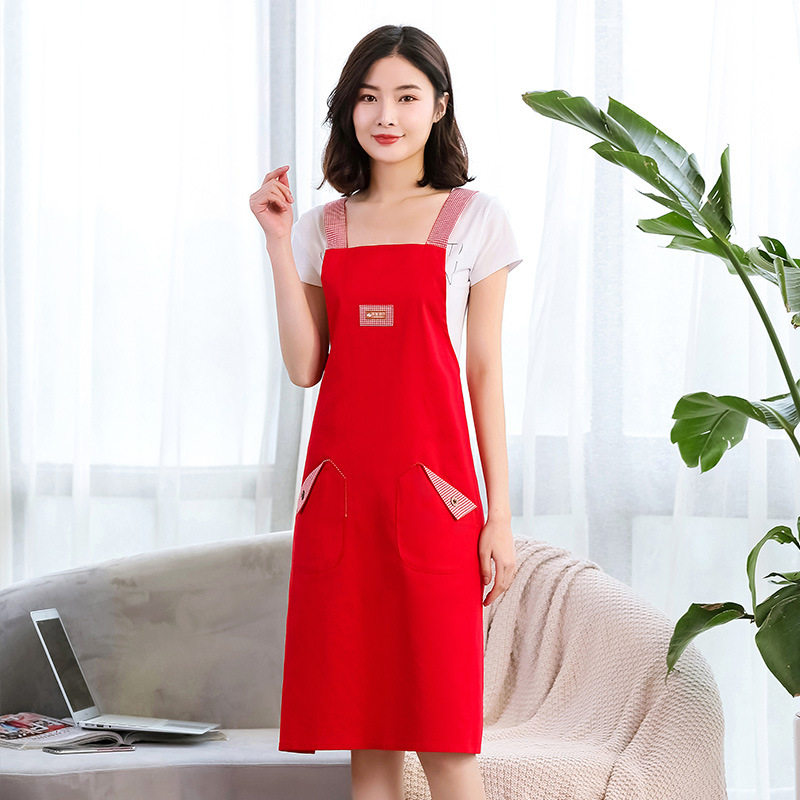 围裙家用无袖厨房纯棉韩版时尚做饭背带围裙围腰工作服定制女包邮
