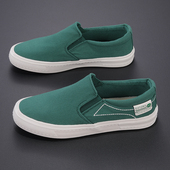 男低帮厚底平底简约潮板鞋 透气一脚蹬帆布鞋 男 春季 百搭懒人休闲鞋