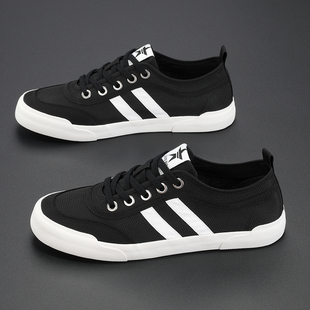 男2025新款 透气休闲鞋 低帮简约单鞋 夏季 板鞋 网面帆布鞋 韩版 男 男式