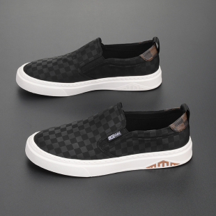 韩版 休闲鞋 低帮透气帆布鞋 厚底一脚蹬布鞋 夏季 百搭轻薄鞋 懒人男士