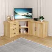 实木拐角转角电视柜半封闭转角柜家用大拐角储物柜墙角电视柜储物