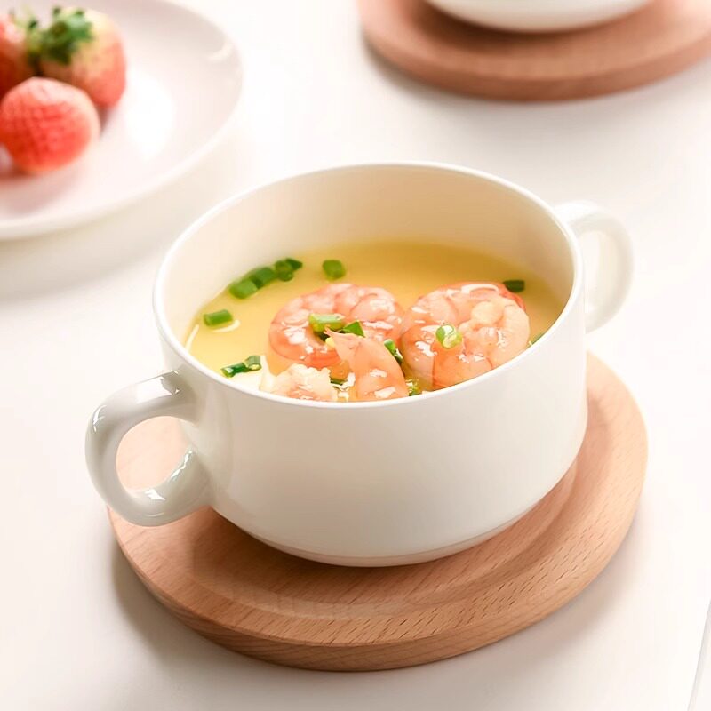 骨瓷早餐碗,双耳碗,防烫儿童碗,耐高温陶瓷早餐碗及盘套装,粥