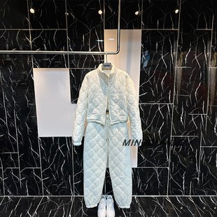 女装 新款 时尚 休闲压花棉衣棉裤 两件套棉服 韩版 专柜正品 2025冬季