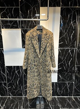 2026年新款咖色小众豹纹毛呢长款宽松大衣时尚外套休闲气质女神范