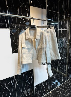 2026春秋新款外套+五分裤简约百搭修身显瘦本色麻纯色高级感套装