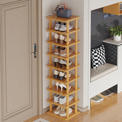转角鞋架小窄门口不占空间简易多层鞋子收纳架客厅创意楠木置物架