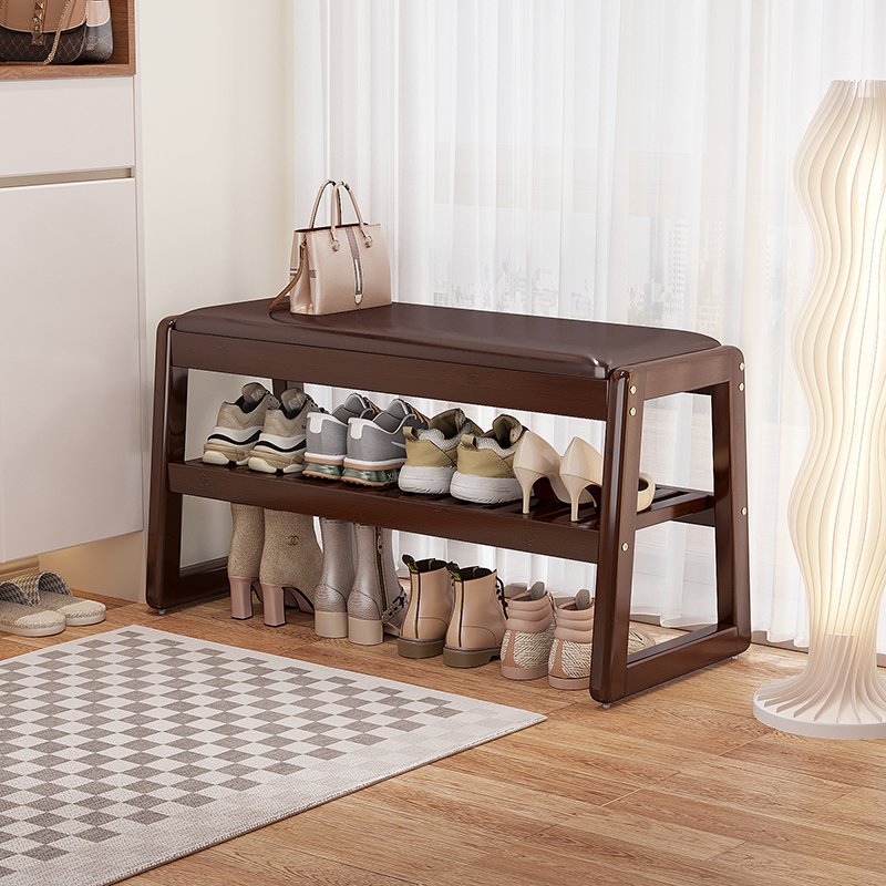 入户换鞋凳门口家用可坐鞋柜坐凳一体多功能储物穿鞋凳楠竹鞋架子