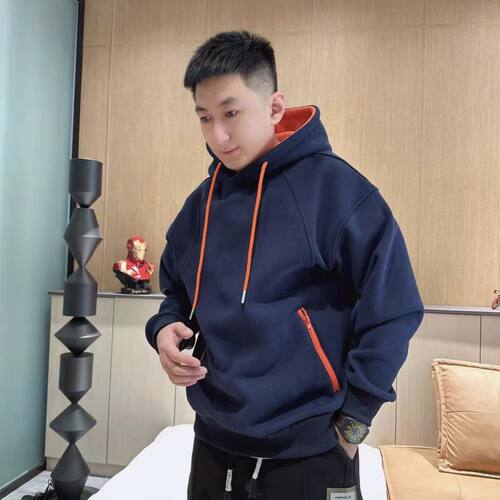 净版加绒加厚连帽卫衣男