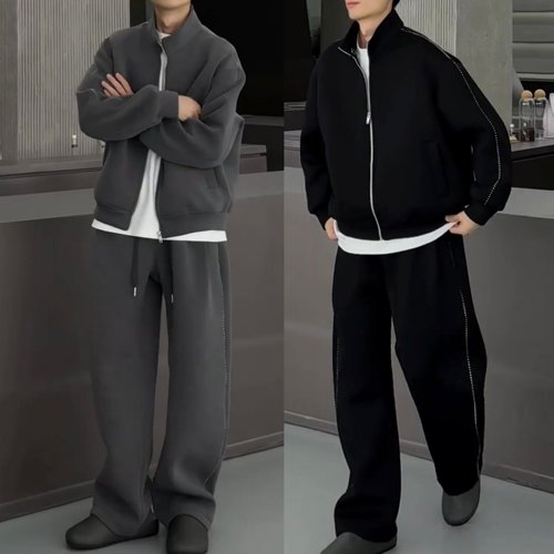 春季潮牌重磅太空棉休闲运动套装