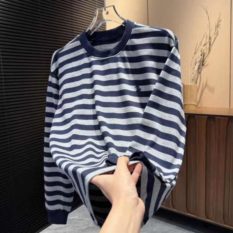 2025秋季潮牌条纹刺绣圆领卫衣男士简约百搭宽松透气休闲打底上衣,男装,卫衣,淘宝优惠券,粉丝福利购,淘宝优惠卷