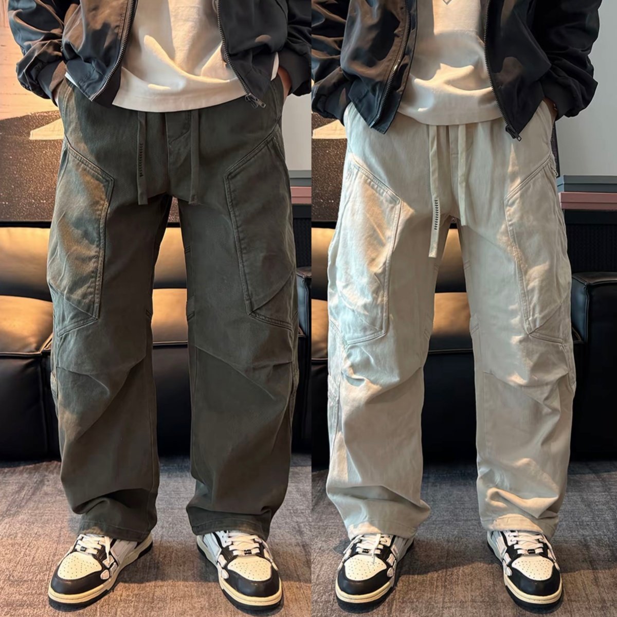 秋季潮牌重磅水洗棉伞兵工装休闲裤男士时尚百搭宽松透气直筒长裤,男装,休闲裤,淘宝优惠券,粉丝福利购,淘宝优惠卷