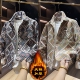 百搭情侣款 菱形编织格翻领夹克时尚 加棉保暖棉服外套 新款 春秋男士