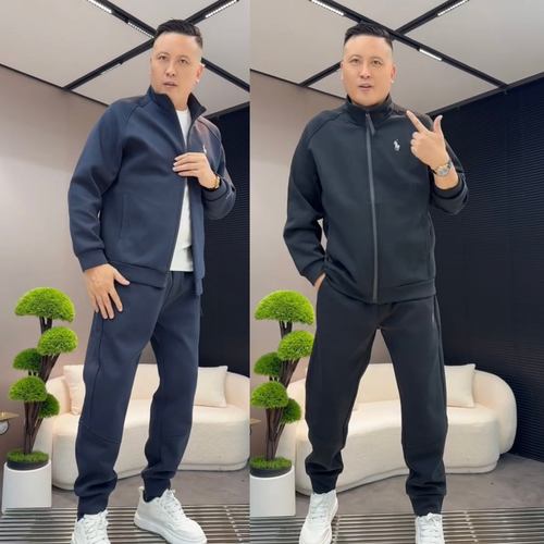 秋冬季潮牌轻奢刺绣休闲运动套装