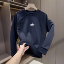 秋冬新款拼接刺绣字母圆领卫衣男士加绒加厚亲肤保暖休闲打底上衣