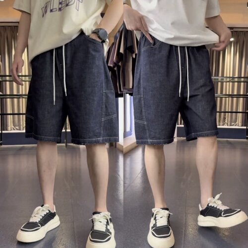 夏季潮牌水洗色织牛仔休闲短裤男