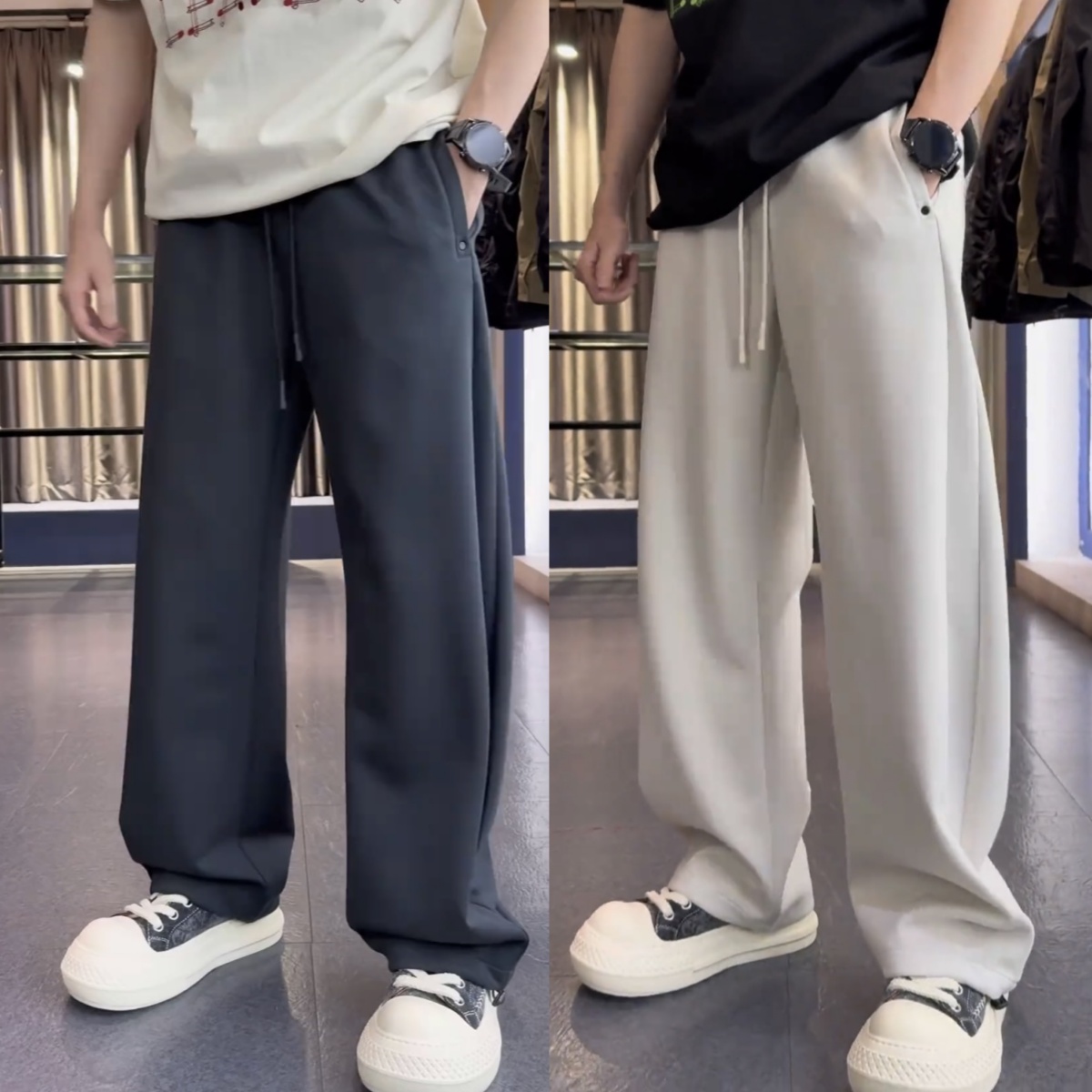 春秋新款莫代尔垂感弯刀休闲长裤