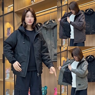 秋冬季美式工装连帽棉服夹克外套男女同款防寒保暖户外二棉冲锋衣