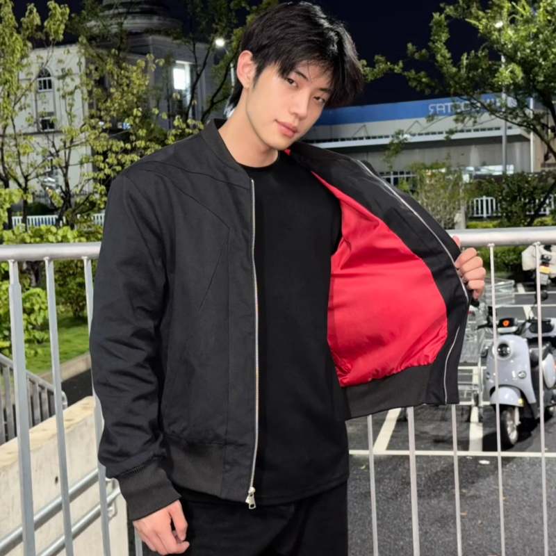 秋季潮牌结构剪裁重磅棒球领夹克
