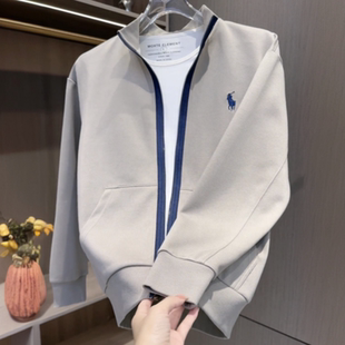 百搭开衫 春季 时尚 潮牌刺绣立领拼色拉链卫衣情侣同款 夹克外套 男士