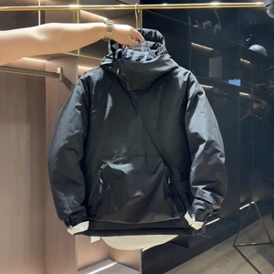 冬季加棉加厚工装拉链大口袋连帽棉服外套男女同款防风保暖冲锋衣