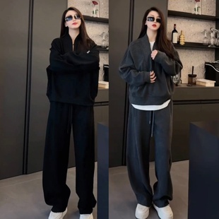 半拉链卫衣长裤 春季 男士 老钱风松弛感休闲运动套装 两件套 情侣同款