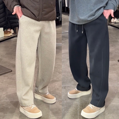 冬季重磅针织加绒加厚直筒休闲裤