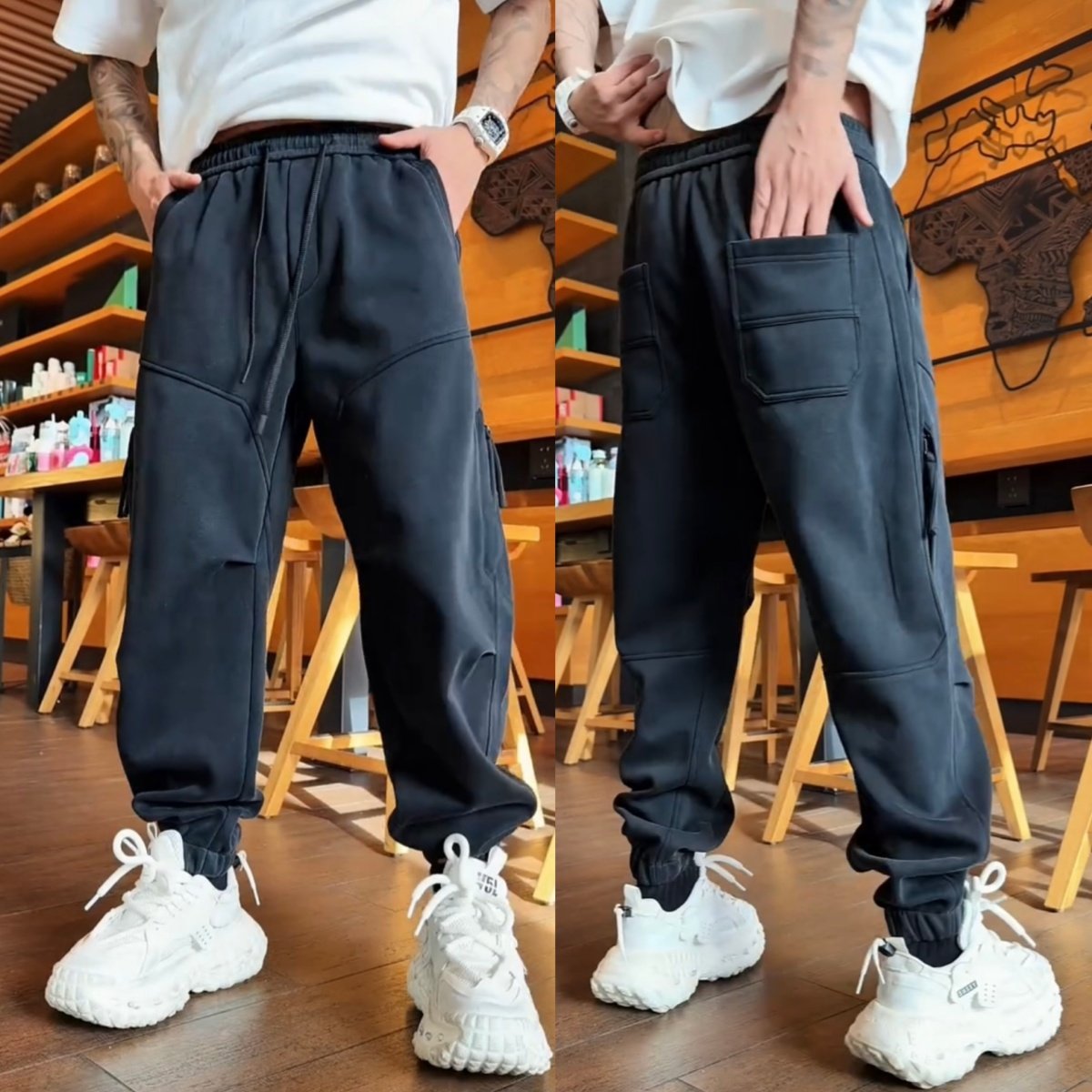 秋冬新款立体裁剪水洗针织束脚休闲裤男户外百搭弹力运动哈伦卫裤,男装,休闲裤,淘宝优惠券,粉丝福利购,淘宝优惠卷