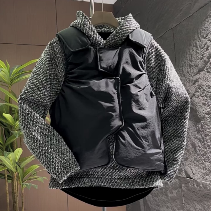 编织棉线小香风连帽卫衣