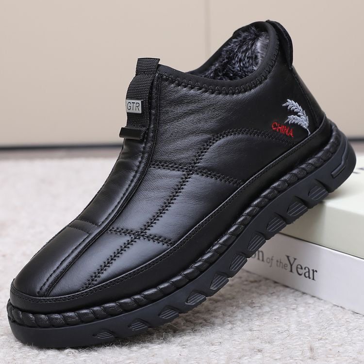 冬季老北京布鞋男中老年加绒保暖防滑厚底大码爸爸休闲时尚男棉鞋