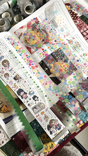 （1米分装）咕咕万物古早风手帐圆点寿司草好多星星贴纸卷