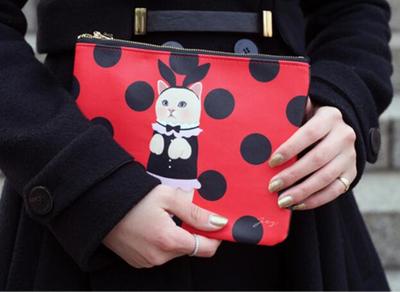 jetoy韩国猫咪小号皮革手拿包