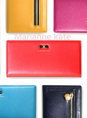 韩国进口Marianne kate 糖果色按扣式超薄长款钱包 Silm Wallet