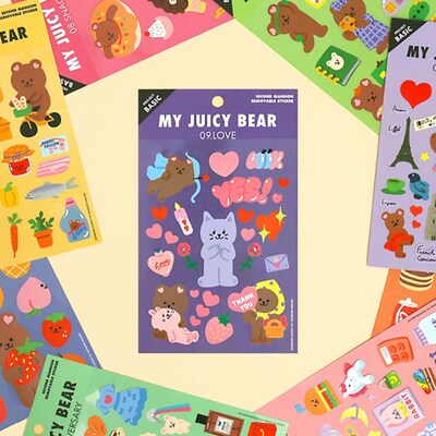 second mansion 果汁熊基础款装饰贴纸 juicy bear basic 9款选