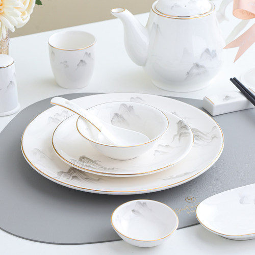 摆台酒店四件套中国风碗碟盘勺