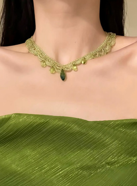 2026新款爆款百搭串珠吊坠花边时尚项链精致锁骨链轻奢高级感项饰