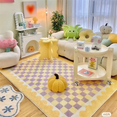 ins少女风格 子仿羊绒卧室床边毯家用客厅儿童房地垫书房榻榻米垫