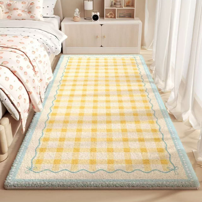 奶油风仿羊绒卧室床边地毯房间地垫客厅毛绒毯高级感床前飘窗地垫