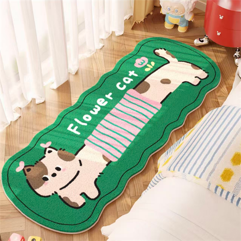 可爱猫咪卧室仿羊绒地毯卡通加厚床边毛毛地垫儿童房客厅飘窗垫子