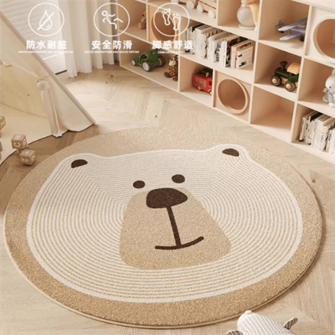 可爱女孩圆形地毯圆形厚毛绒卡通