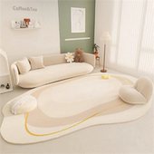 奶油风客厅地毯异形不规则卧室床边毯家用绿色轻奢高级沙发茶几毯