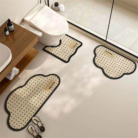 浴室地垫硅藻泥u型马桶边缘脚垫卫生间三件套装洗手台防溅水垫子