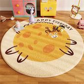 卡通风仿羊绒圆形地毯卧室床边毯加厚书房椅子垫阅读区大面积地垫