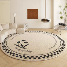 美式 复古客厅圆形地毯轻奢高级感小户型茶几毯卧室衣帽间摇椅地垫