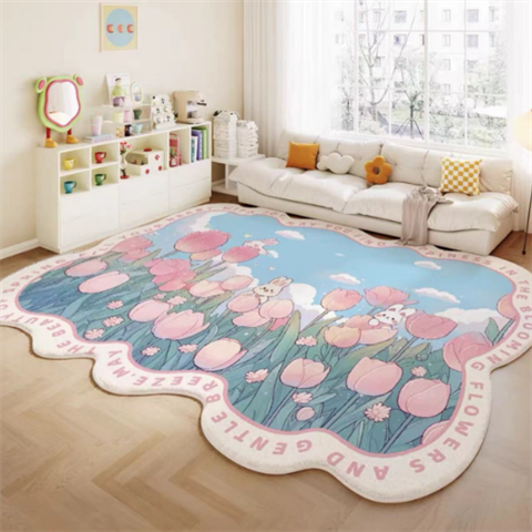 家用卧室客厅奶油风仿羊绒地毯