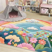 彩色花朵地毯少女卧室床边毯客厅沙发茶几大地垫脚垫家用房间垫子