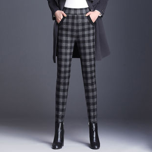 新款 妈妈高腰休闲长裤 大码 女显瘦高档时尚 子 外穿加绒打底裤 秋冬季