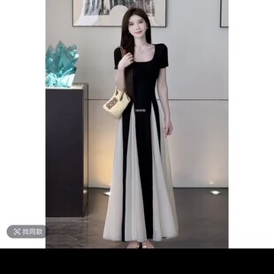 拼接设计夏季 新款 感拼网纱连衣裙气质裙子 连衣裙法式 显瘦夏季